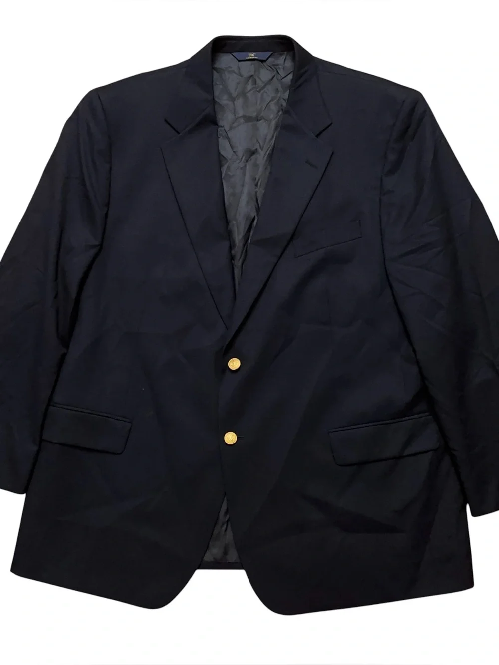 Brooks Brothers 346 Blazer Jacket 48R Wool Gold Button Constructured Black